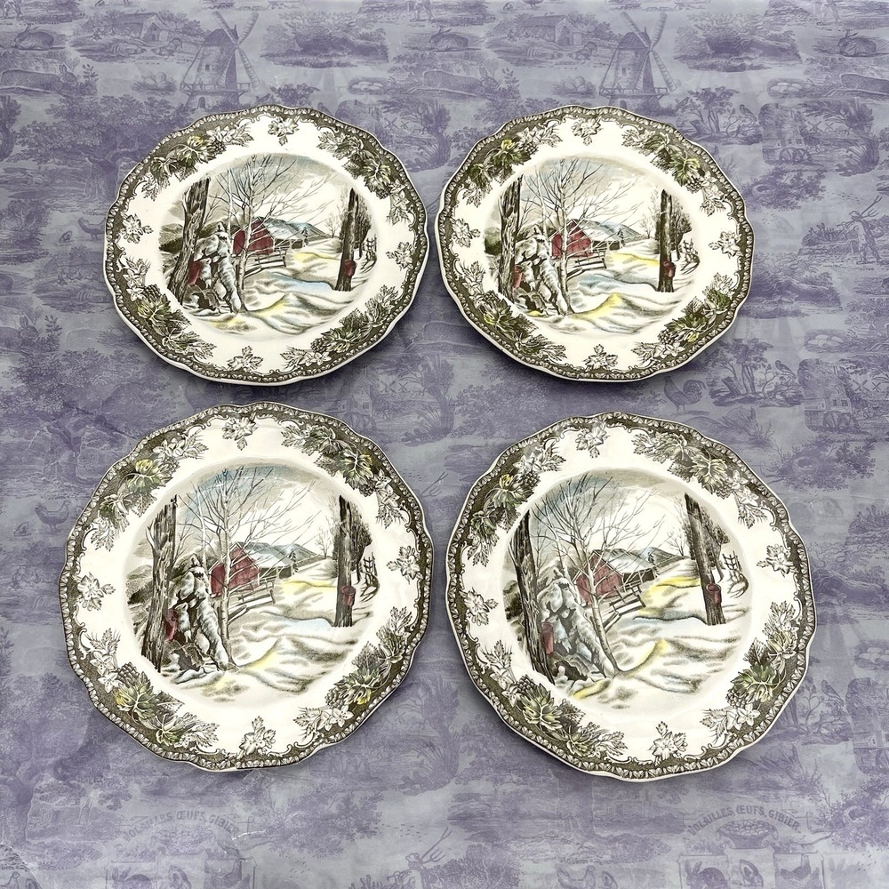 Johnson Bros Friendly Village Sugar Maples 6.25" Bread Dessert Plates Set Of 4